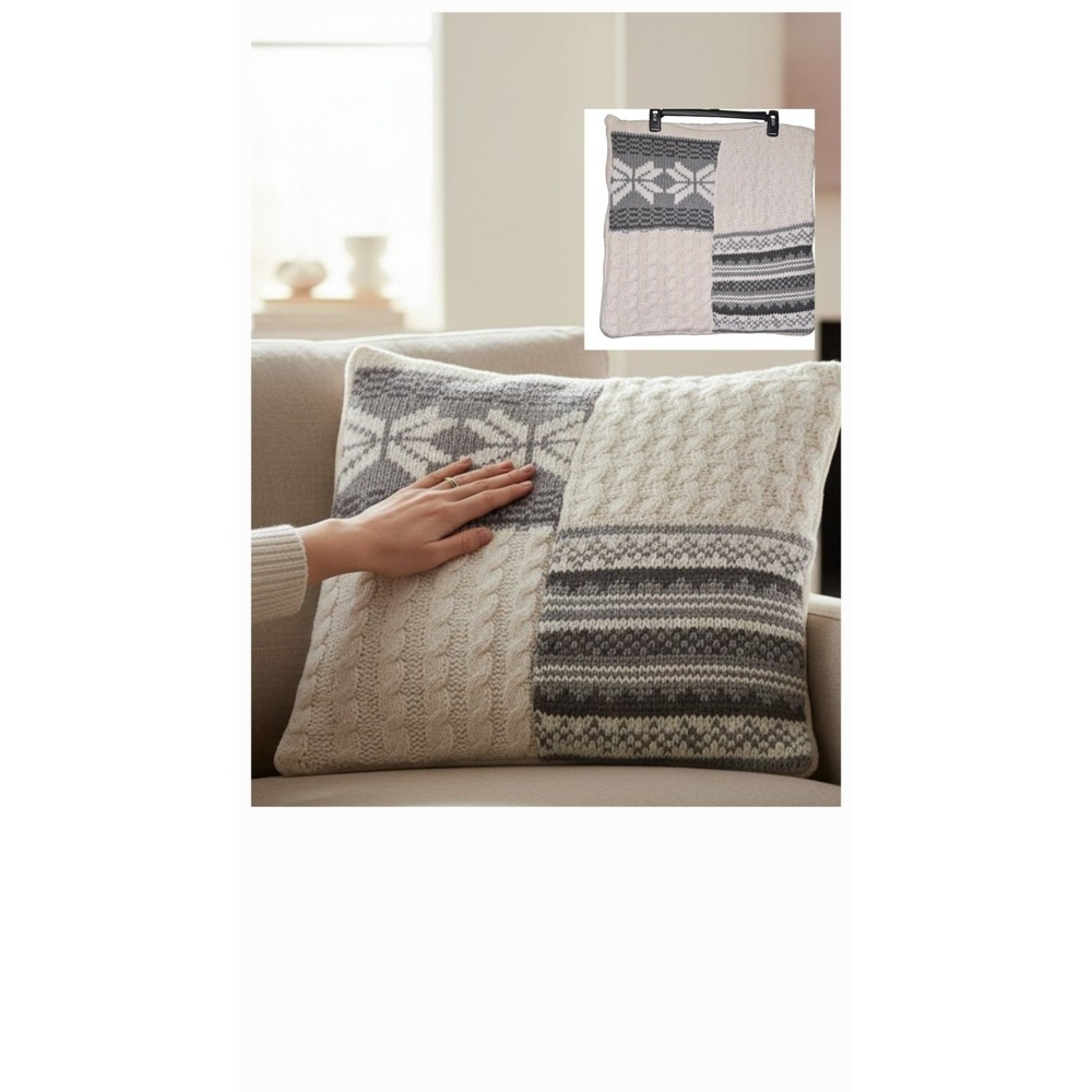 Pottery Barn Fair Isle Patchwork Sweater Pillow Cover 18x18 Replacement